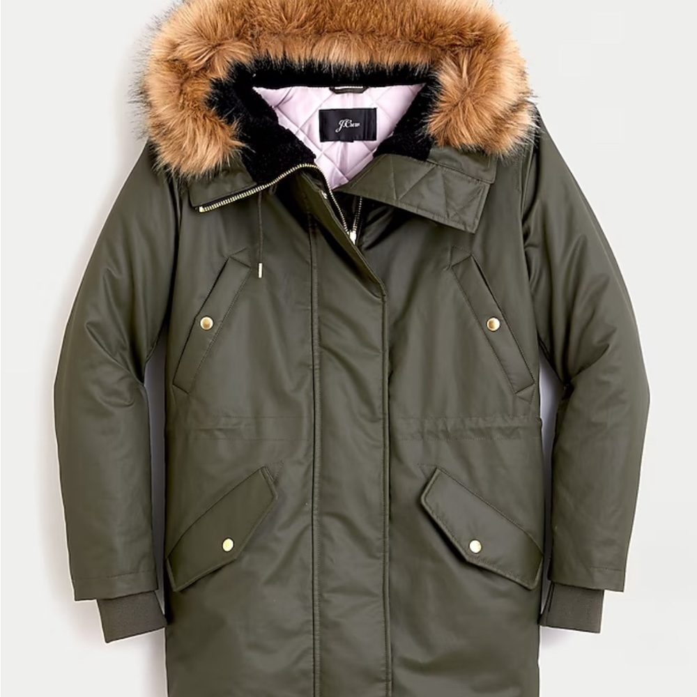 J.Crew Perfect Winter Parka With Eco-Friendly Primaloft X-Small Green